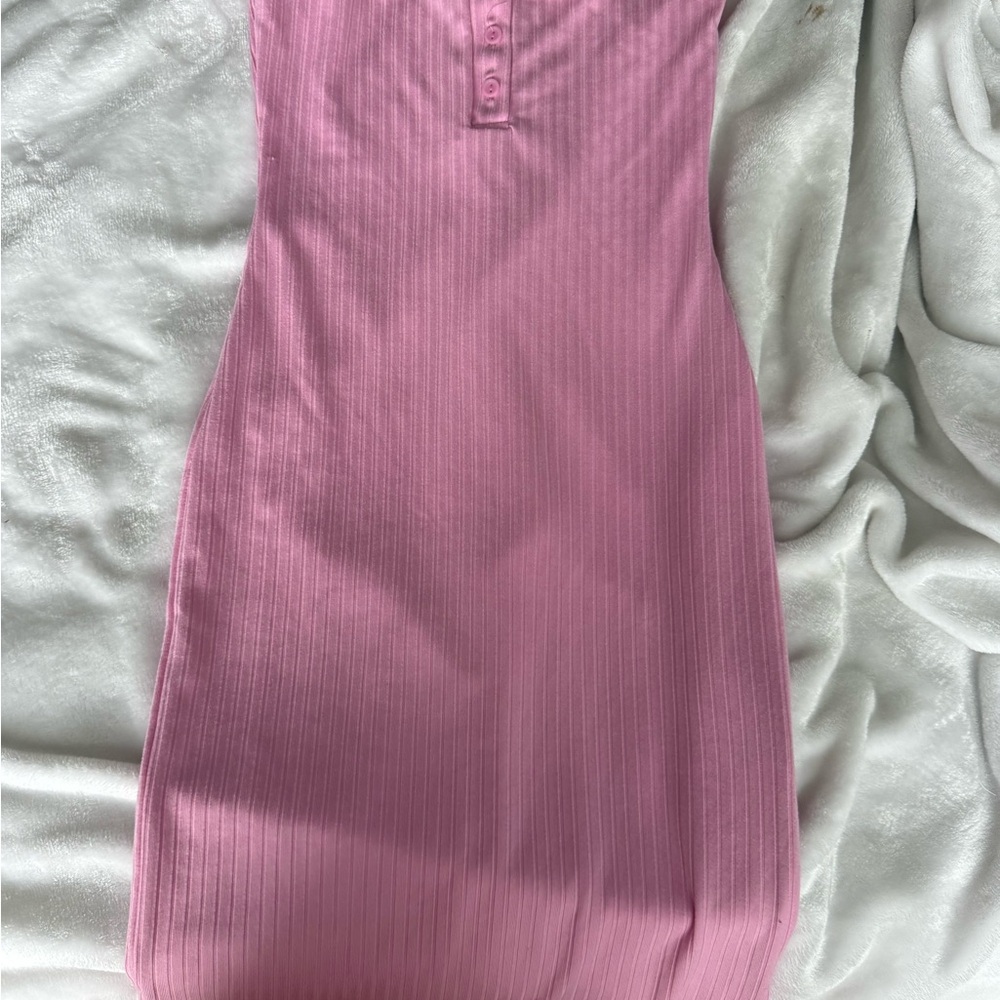 Pink Ribbed Bodycon Dress - Picture 5 of 7